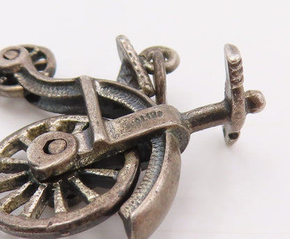 925 Sterling Silver Vintage Pendant Retro High Wheeled Bicycle Charm  PT25393