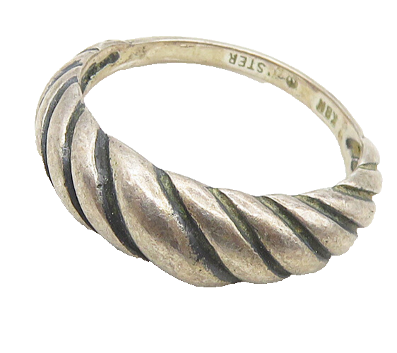 KABANA 925 Sterling Silver Vintage Dark Tone Twist Dome Band Ring Sz 6 RG18073