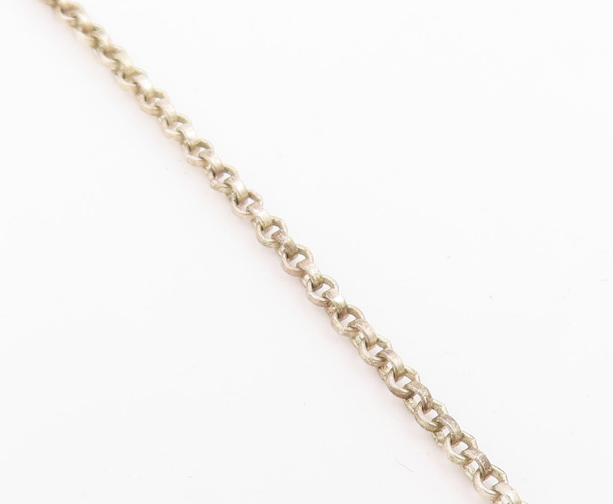 925 Sterling Silver Vintage Necklace Multi Gemstone Tennis Link Chain  NE4906