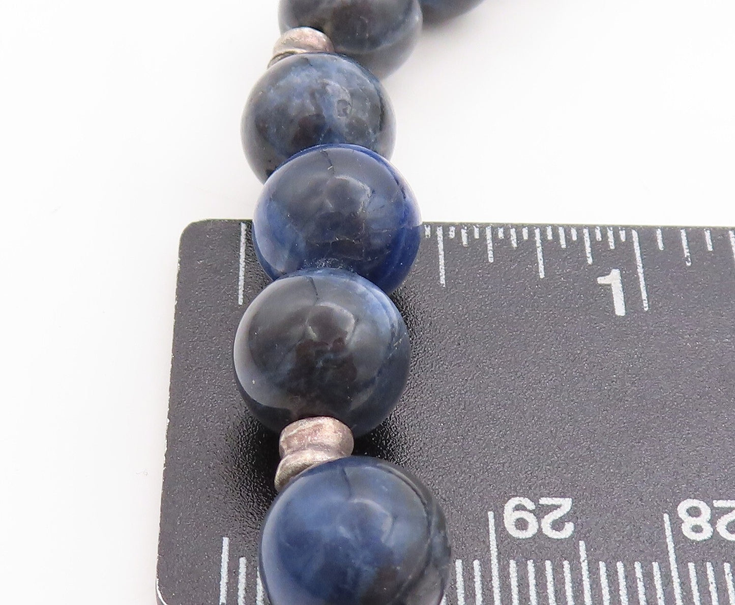 925 Sterling Silver  Vintage Moonstone & Sodalite Beaded Chain Necklace NE1211