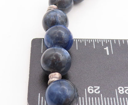 925 Sterling Silver  Vintage Moonstone & Sodalite Beaded Chain Necklace NE1211
