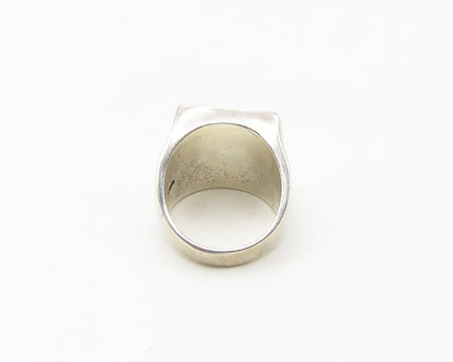925 Sterling Silver  Vintage Shiny Hammered Square Band Ring Sz 7  RG18827