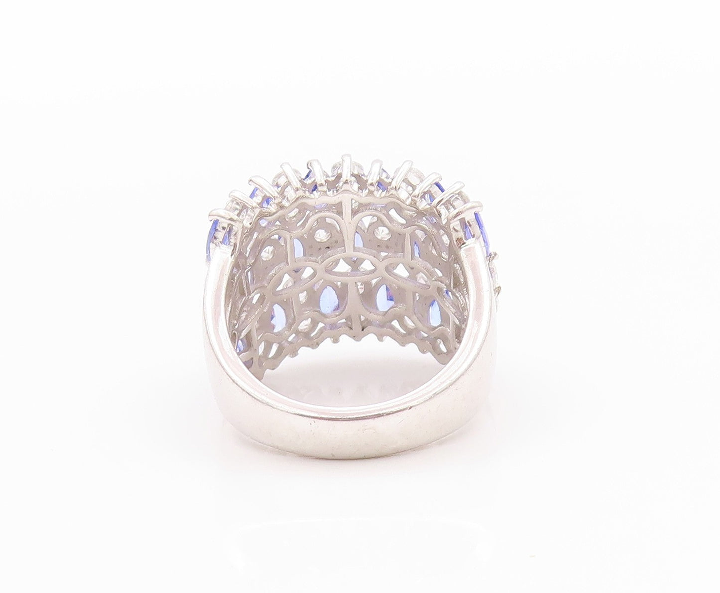 925 Sterling Silver Vintage Ring Minimalist Tanzanite & CZ Bands  Sz 7  RG32333