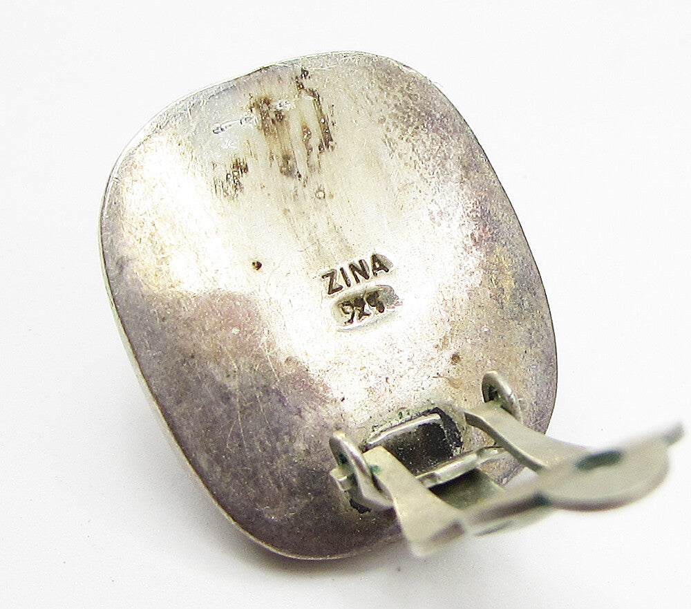 ZINA 925 Sterling Silver  Vintage Dome Button Design Clip On Earrings  EG1981