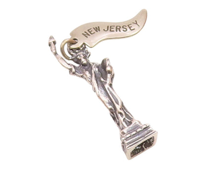 925 Sterling Silver  Vintage Statue Of Liberty New Jersey Pendant  PT18375