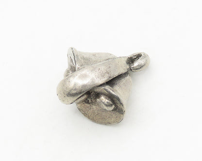 RAB 925 Sterling Silver  Vintage Two Bells Shiny Smooth Pendant  PT14467