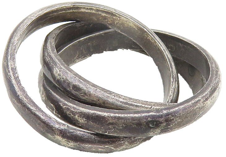 MEXICO 925 Sterling Silver  Vintage Oxidized Rolling Ring Sz 6.5  RG11370