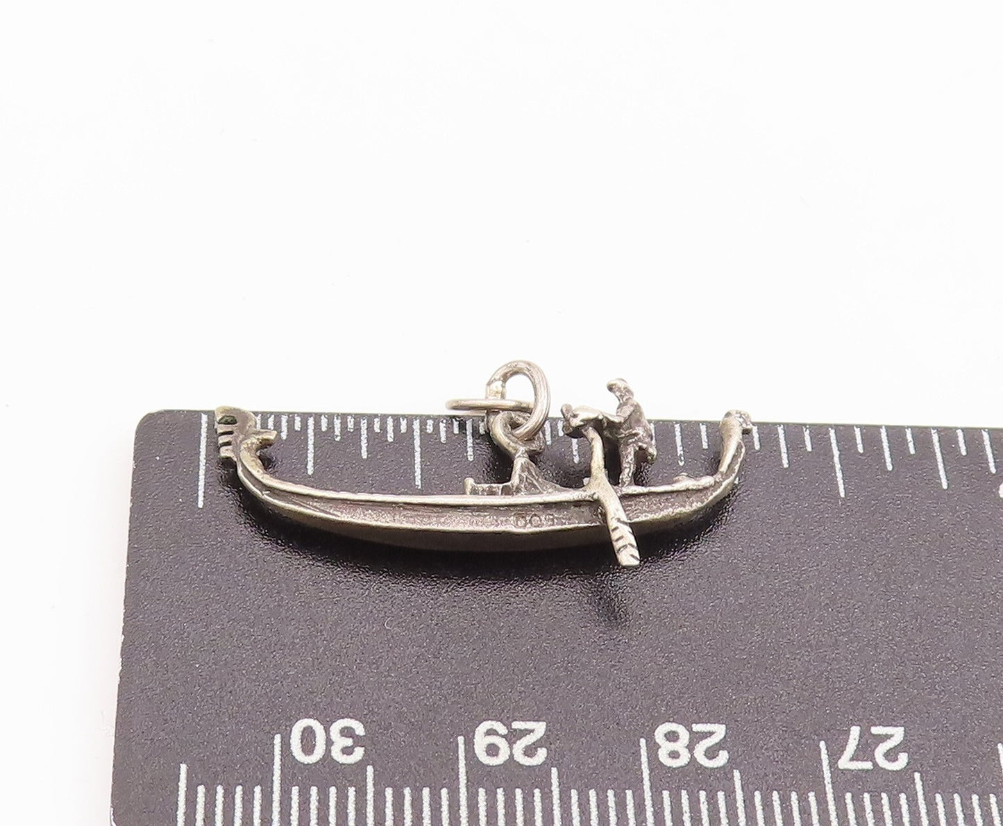 925 Sterling Silver Vintage Pendant Cutout Two People On Boat  PT23313