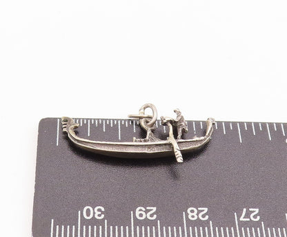 925 Sterling Silver Vintage Pendant Cutout Two People On Boat  PT23313