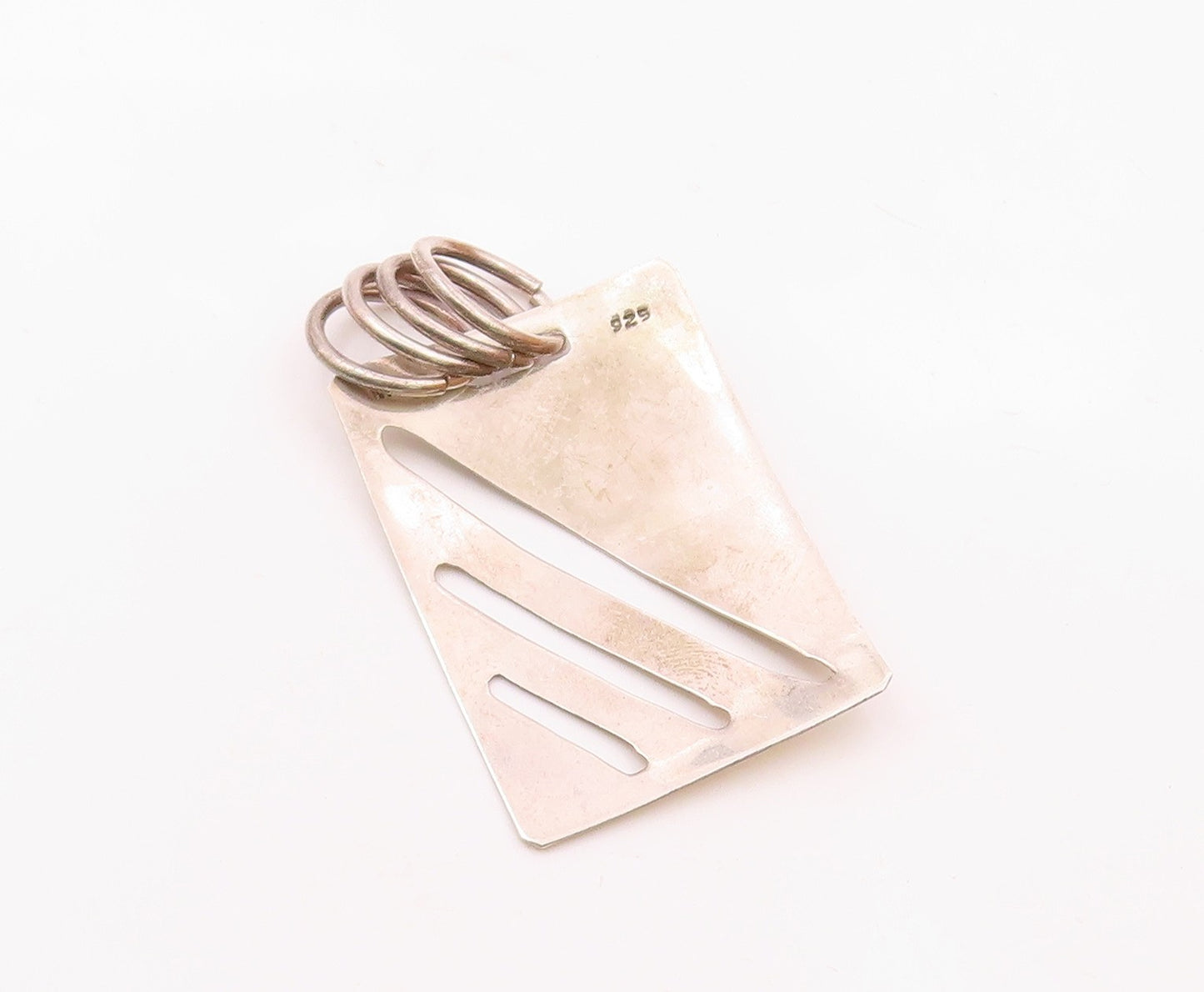 925 Sterling Silver  Vintage Shiny Smooth Cutout Detail Pendant  PT12007