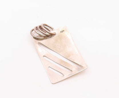 925 Sterling Silver  Vintage Shiny Smooth Cutout Detail Pendant  PT12007