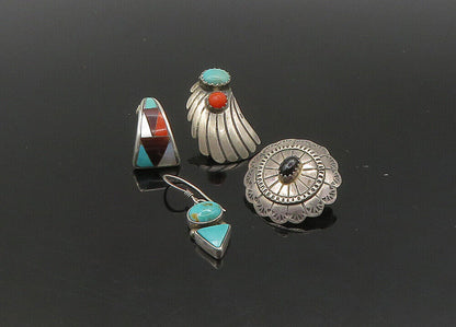 ZUNI NAVAJO 925 Silver  Vintage MultiStone Lot Single Earrings  EG11226