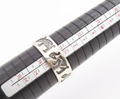 925 Sterling Silver Vintage Ring Engraved Coyote Motif Band  Sz 13.5  RG34955