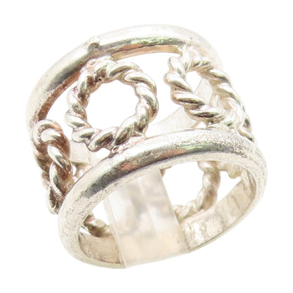925 Sterling Silver Vintage Ring MEXICO Twisted Rope Circle Band  Sz 7  RG35105