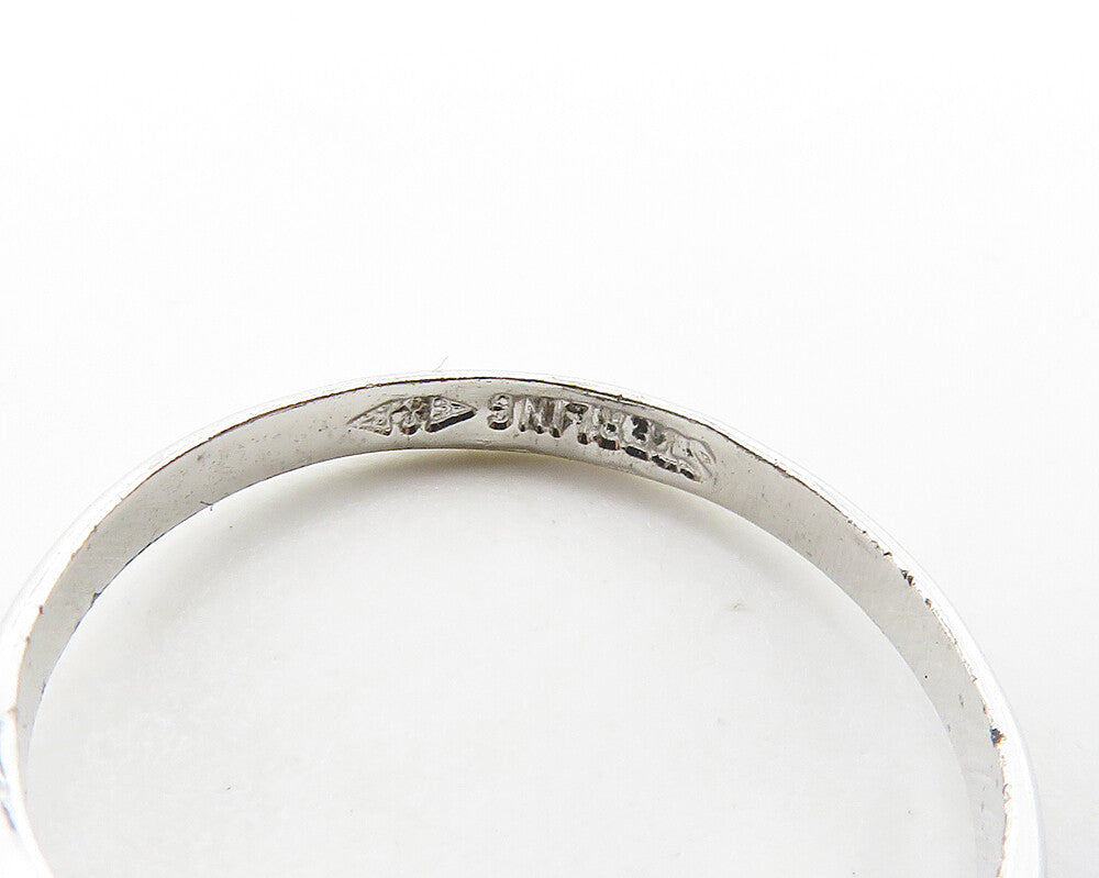 CLARK COOMBS 925 Sterling Silver Shiny Topaz Flower Motif Band Ring Sz 5 RG18439