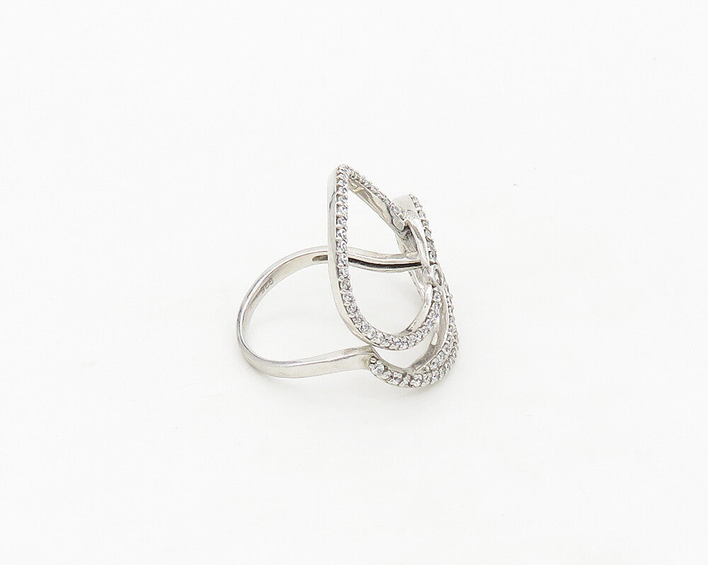 925 Sterling Silver  Sparkling Cubic Zirconia Swirl Band Ring Sz 8.5  RG17091