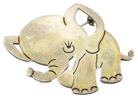 MEXICO 925 Sterling Silver  Vintage Dark Tone Baby Elephant Brooch Pin  BP3754