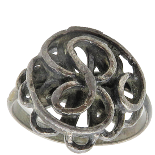925 Sterling Silver  Vintage Oxidized Swirled Design Band Ring Sz 8  RG17166
