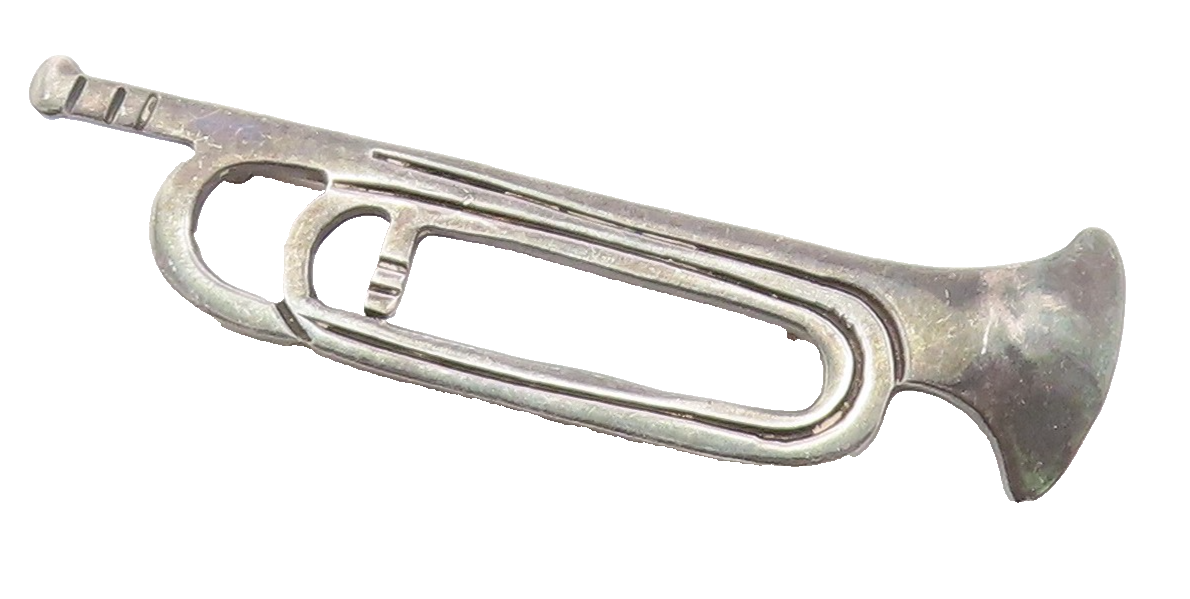 MEXICO 925 Silver  Vintage Musical Instrument Solid Trumpet Brooch Pin BP10479