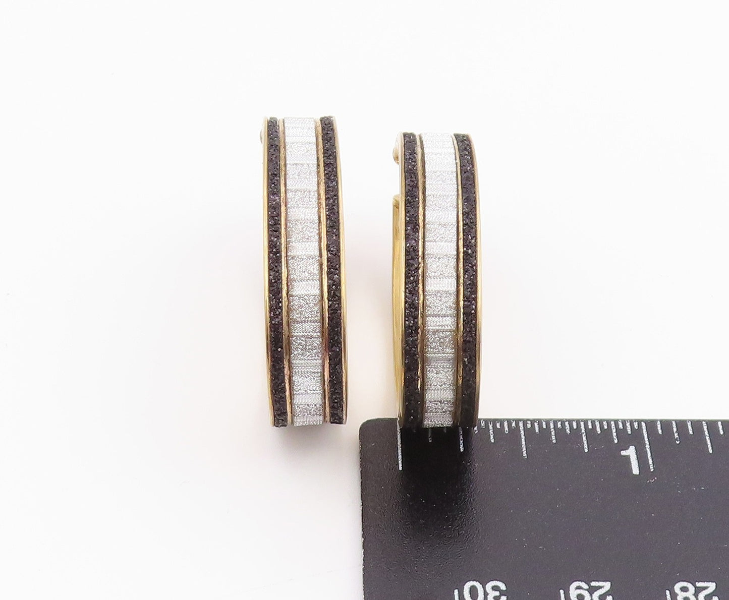 925 Sterling Silver Vintage Earrings Gold Plated Modernist Oval Hoop  EG14235