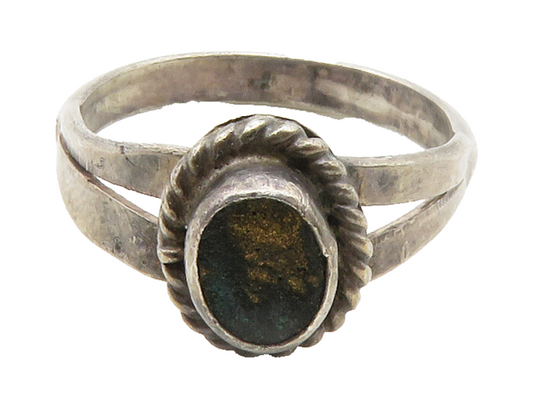 925 Sterling Silver  Vintage Dark Tone Petite Twist Band Ring Sz 5  RG13772