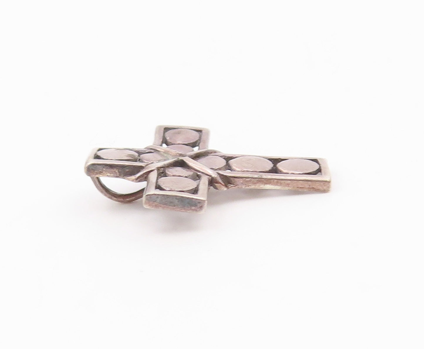 925 Sterling Silver  Vintage Petite Wrapped Religious Cross Pendant  PT16116