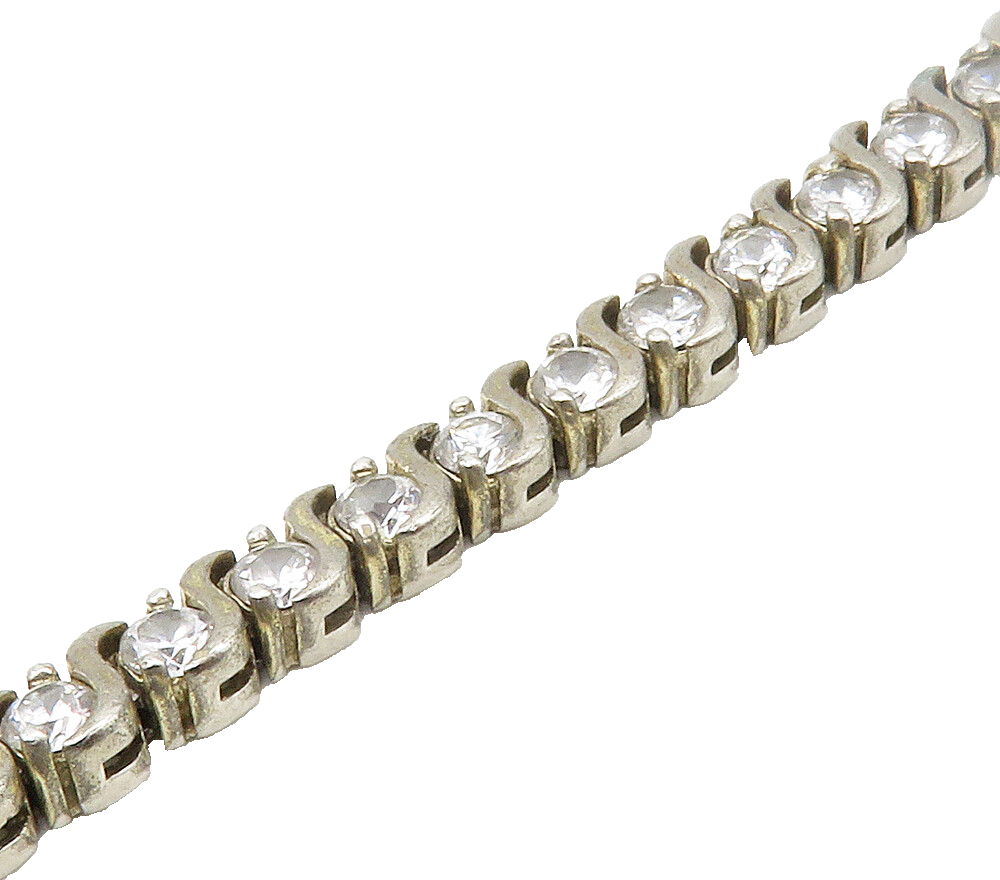 925 Sterling Silver  Round Cut Cubic Zirconia Swirl Tennis Bracelet  BT6582