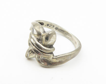 925 Sterling Silver  Vintage Dark Tone Diamond Cut Band Ring Sz 7  RG10816