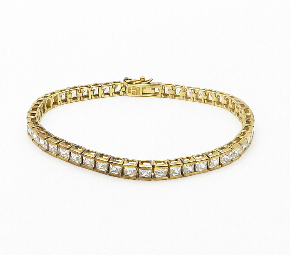 ROSS SIMON 925 Silver  Cubic Zirconia Gold Plated Shiny Chain Bracelet  BT6006