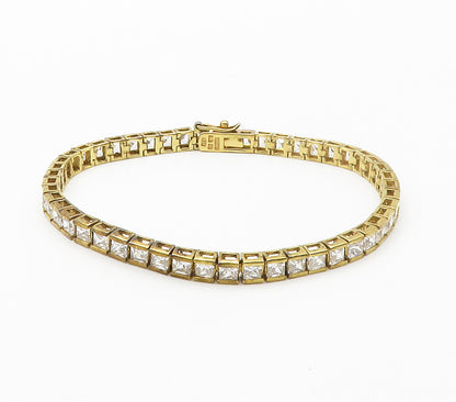 ROSS SIMON 925 Silver  Cubic Zirconia Gold Plated Shiny Chain Bracelet  BT6006