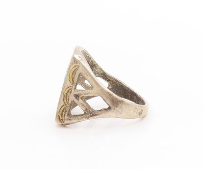 925 Sterling Silver Vintage Ring NAVAJO ZUNI Crushed Turquoise  Sz 11  RG34065