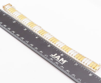 925 Sterling Silver Vintage Bracelet Solid Cutout Bead Repeated Pattern  BT10559