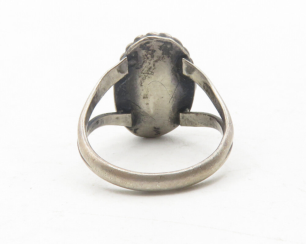 925 Sterling Silver  Vintage Mother Of Pearl Twist Band Ring Sz 5  RG12106