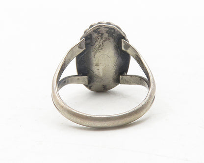 925 Sterling Silver  Vintage Mother Of Pearl Twist Band Ring Sz 5  RG12106