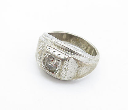 ESPO 925 Sterling Silver  Vintage Round Cut Topaz Band Ring Sz 8.5  RG5968