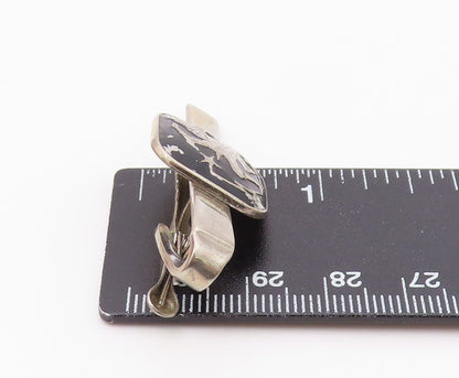 925 Sterling Silver  Vintage Shiny Black Enamel Dancer Tie Clip  TR3263