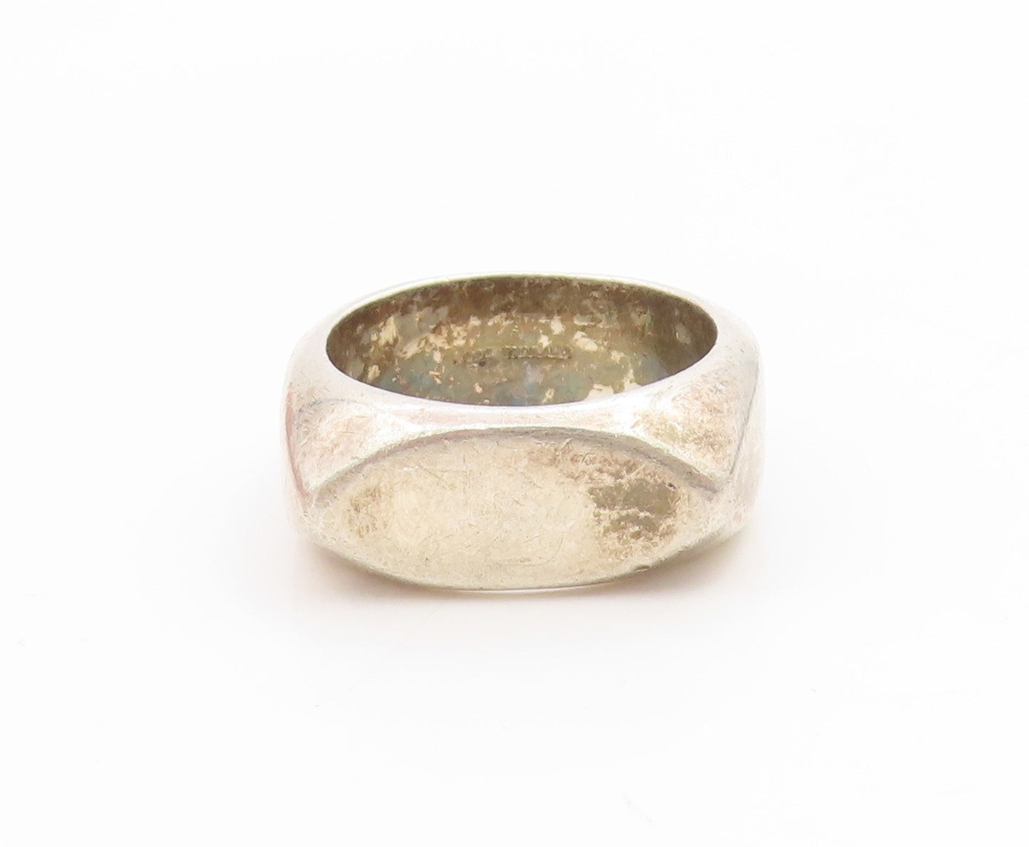 925 Sterling Silver Vintage Ring Minimalist Polished Wide Band  Sz 6.5  RG34148
