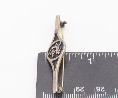 925 Sterling Silver Vintage Brooch Pin ENGLAND Designer Carved Flower  BP10700