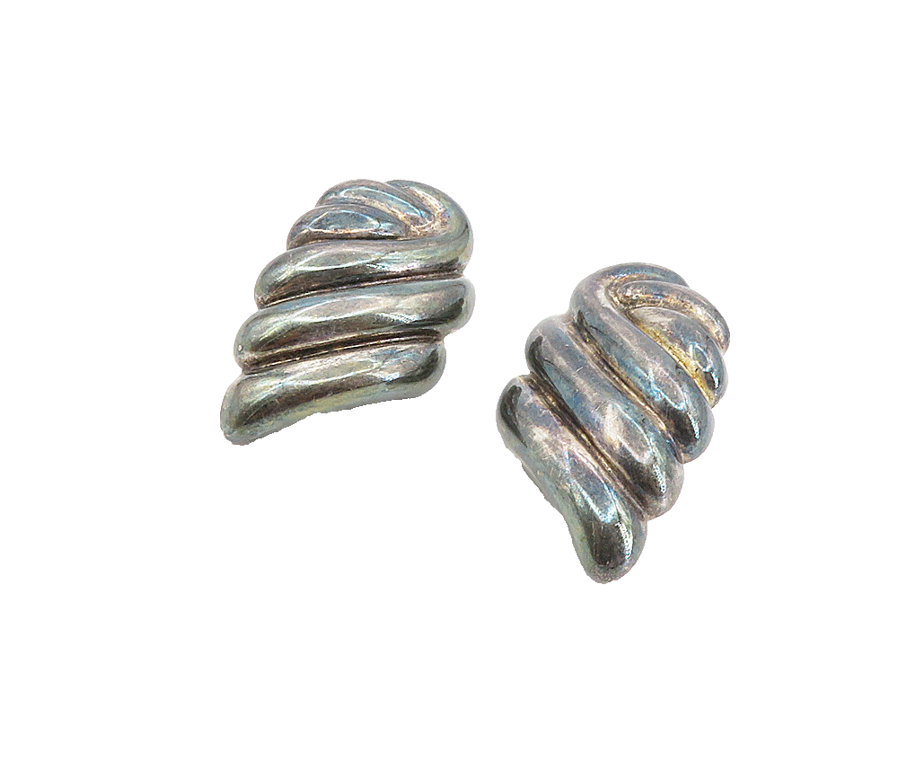 FREDERIC JEAN DUCLOS 925 Silver  Vintage Oxidized Non Pierce Earrings  EG4517