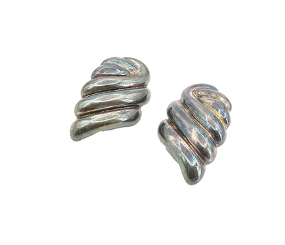 FREDERIC JEAN DUCLOS 925 Silver  Vintage Oxidized Non Pierce Earrings  EG4517