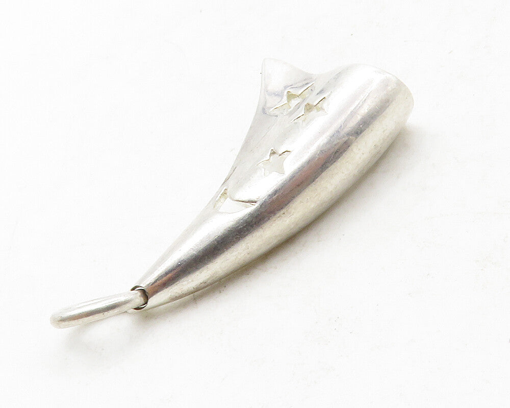 925 Sterling Silver  Shiny Petite Moon & Stars Cutout Drop Pendant  PT10413