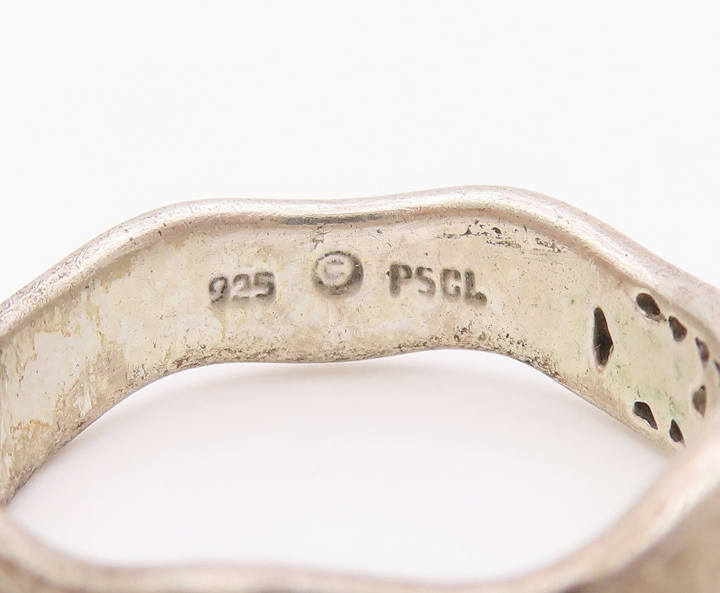 925 Sterling Silver Vintage Ring PEWTER STONE Celtic Knot Band  Sz 10  RG36331