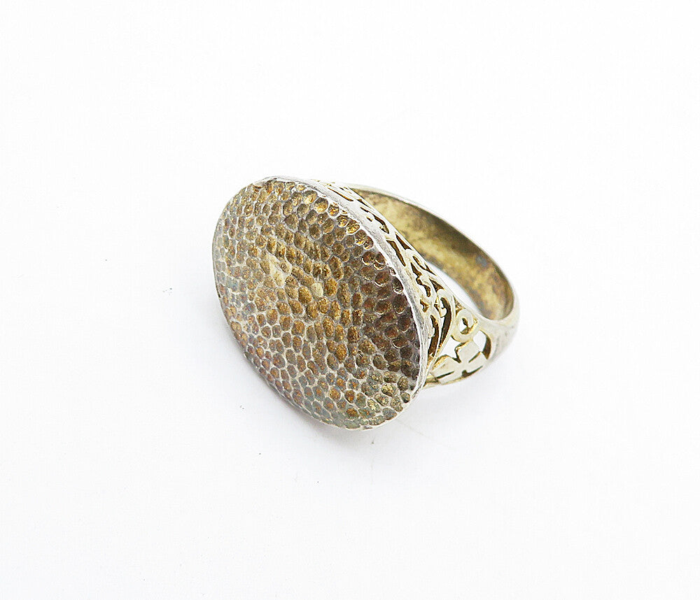 SETA 925 Sterling Silver  Vintage Hammered Oval Dome Cocktail Ring Sz 9 RG5322