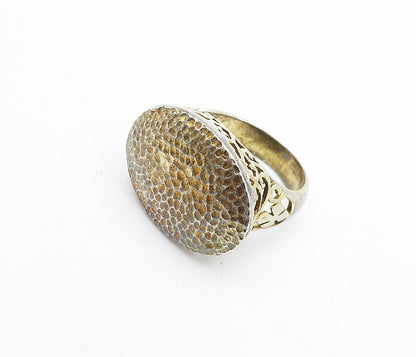 SETA 925 Sterling Silver  Vintage Hammered Oval Dome Cocktail Ring Sz 9 RG5322