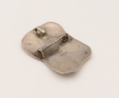TAXCO 925 Sterling Silver Vintage Etched Background & Abalone Brooch Pin BP10225