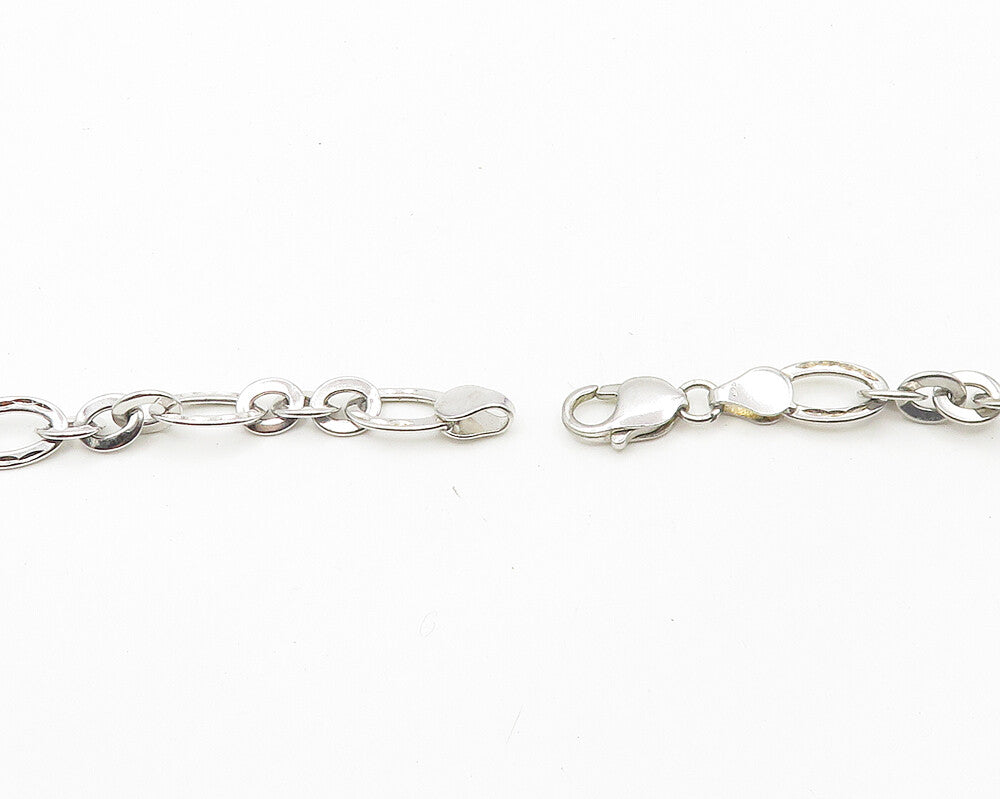 925 Sterling Silver  Vintage Shiny Diamond Cut Oval Chain Necklace  NE2848