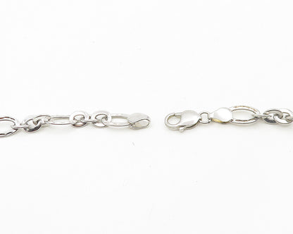 925 Sterling Silver  Vintage Shiny Diamond Cut Oval Chain Necklace  NE2848