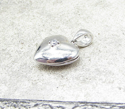 925 Silver Cubic Zirconia Love Heart Picture Locket (Opens) Pendant PT1207