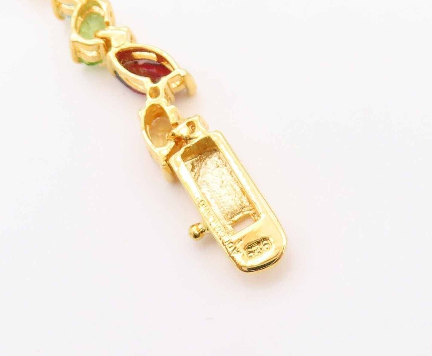 925 Sterling Silver Vintage Bracelet Gold Plated Multi Shape Gemstones  BT10775