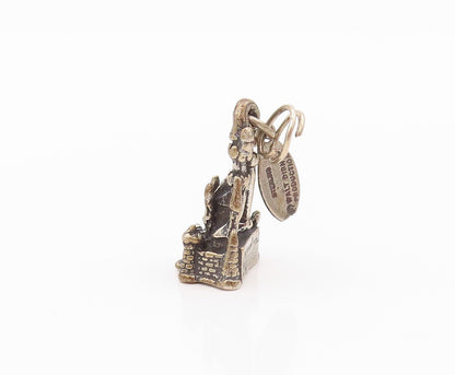925 Sterling Silver Vintage Pendant Antique Dark Tone Walt Disney Castle PT23928